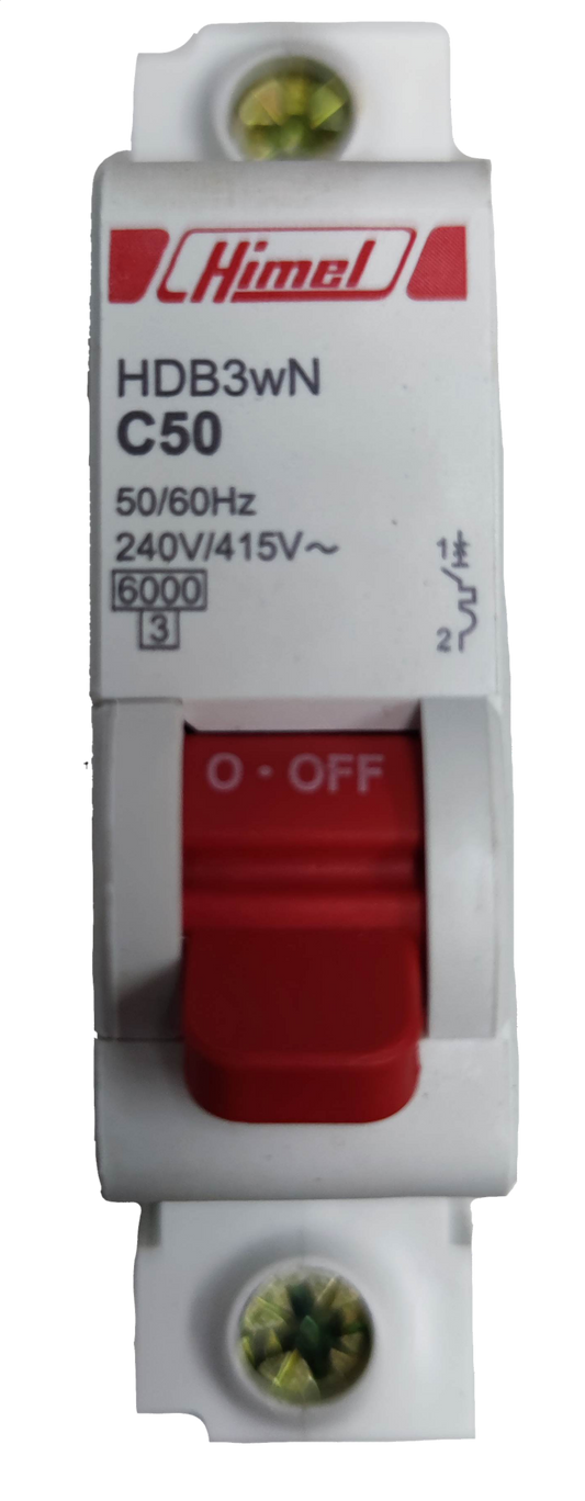 Electx Electrical Supply 63A miniature circuit breaker Himel HDB3wN C50 with red switch