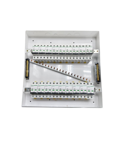 63A panel board with Schneider breakers featuring multiple slots for circuit connections