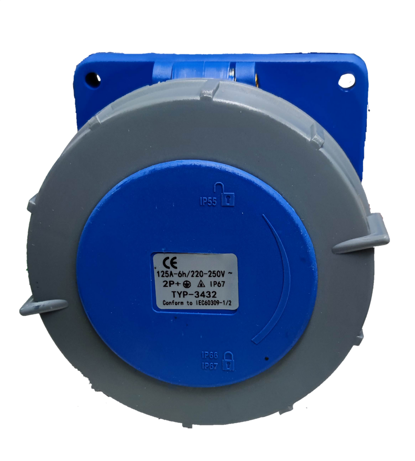 Grippes 125A 2P+E ( 3 Pins) 220V # 3432 Industrial Outlet Chassis Type IEC6309-2