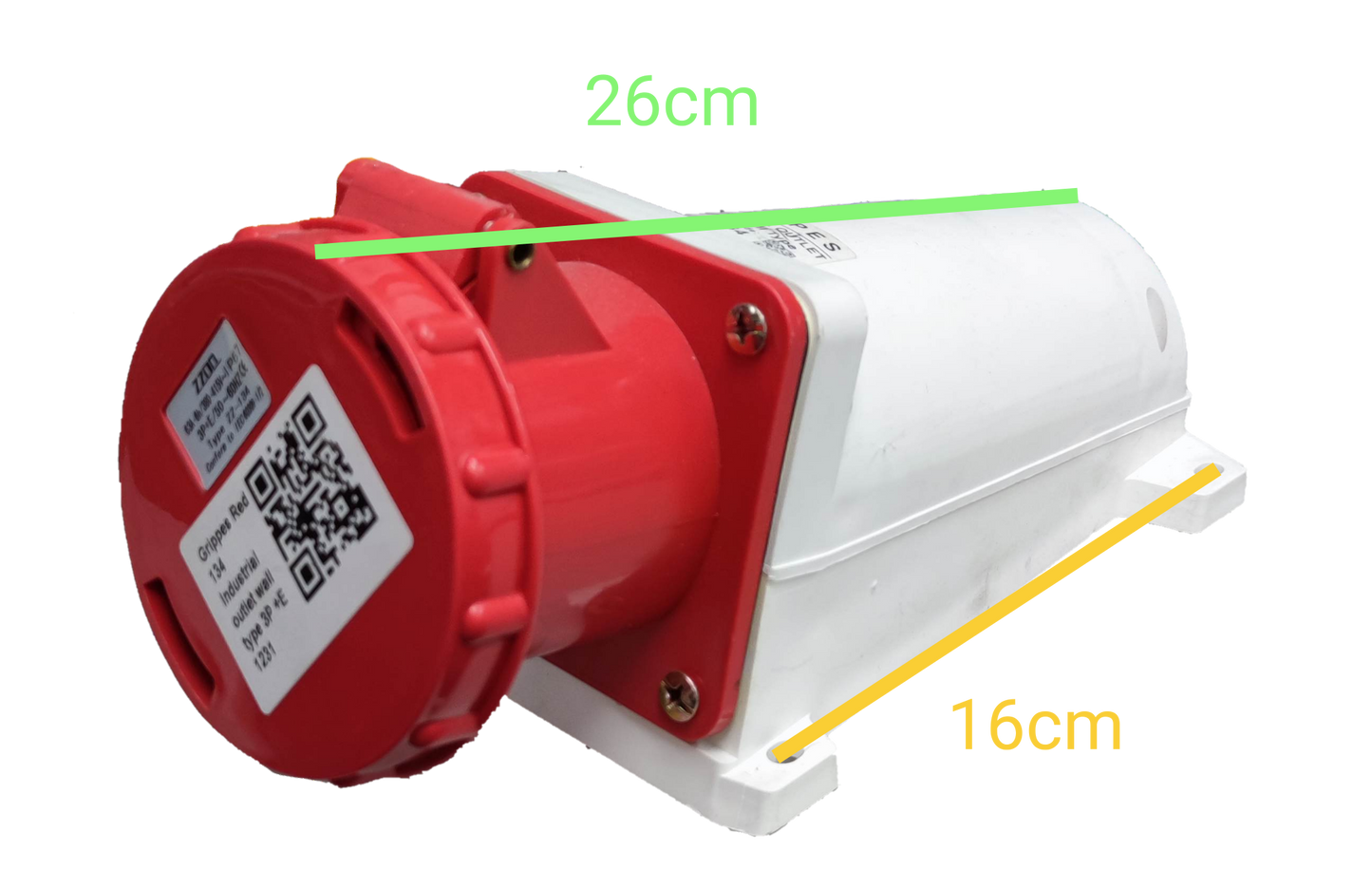 Grippes 63A 3P+E Industrial Outlet 6h 380-415V IP 67 (4 Pins) IEC 6309-2 #134