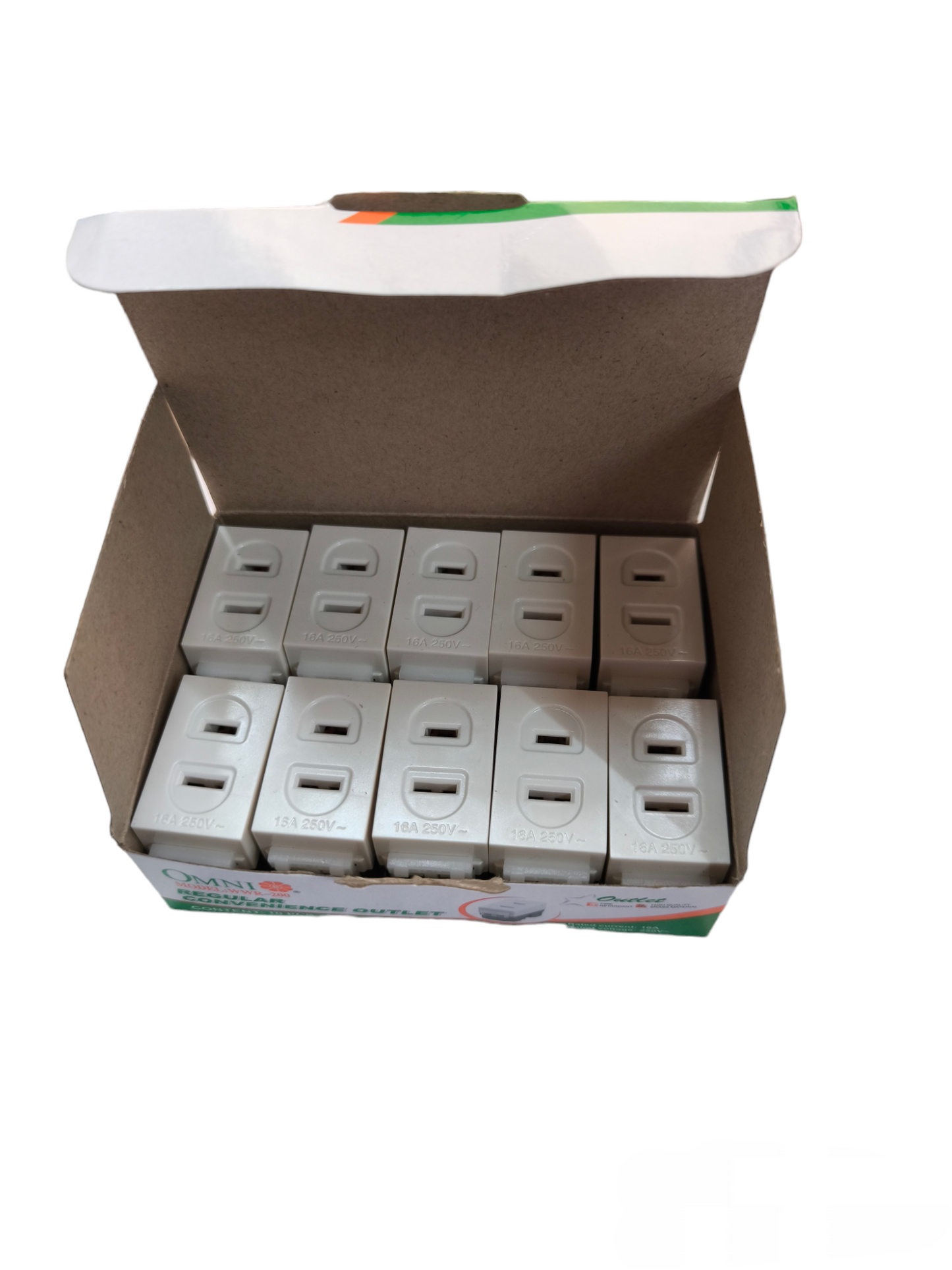 Omni Flat Pin Outlet Device 15A 250V WWR-200 10pcs