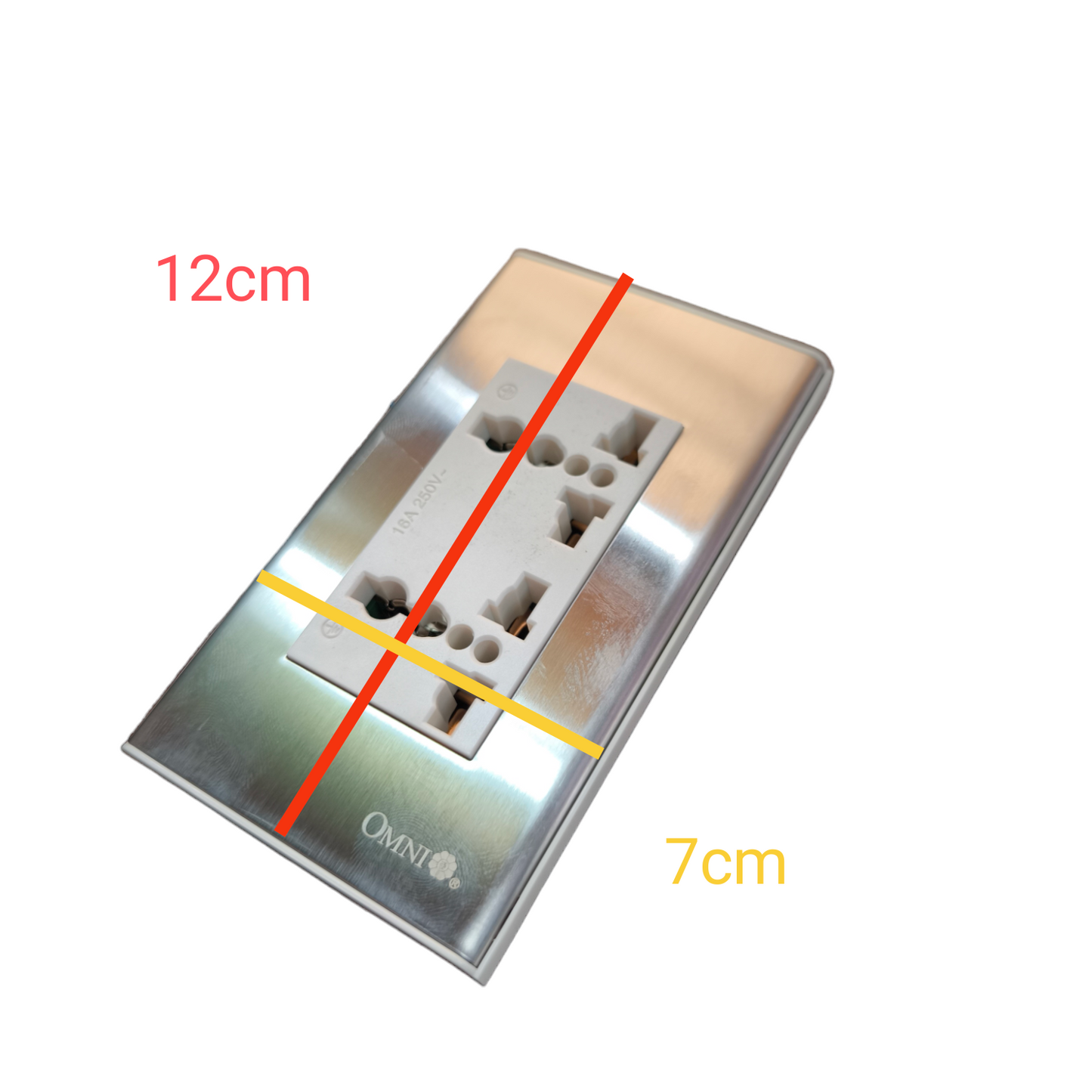 Omni Duplex Universal Outlet with Ground Device and Stainless Plate Cover 16A 250V WWP-113S+WWU-402