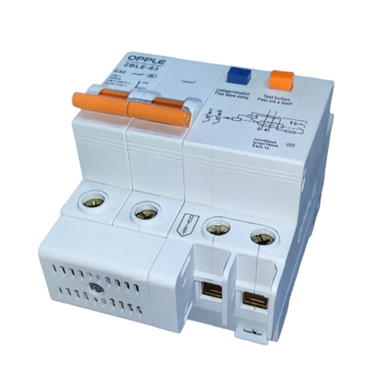 OPPLE 32A 4.5 KAIC 30mA 2P+N 220V ZBLE-63C32,  ELCB, RCB RCBO RCCB Earth Leakage Circuit Breaker Residual Circuit Breaker