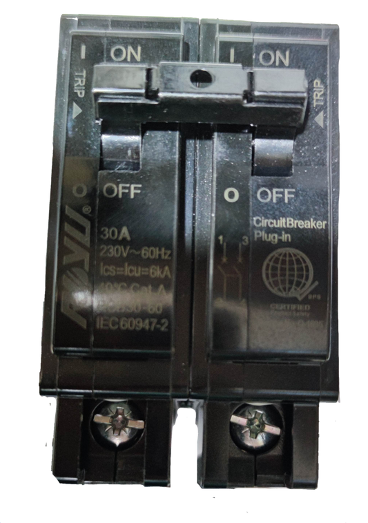 Royu 30A Circuit Breaker 2pole Plug In 6 KAIC 220V