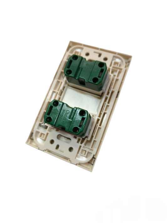 Omni 2 Gang Flat Pin Outlet 15A 250V with Stainless Plate Cover WWP-112S+(WWR-200x2)