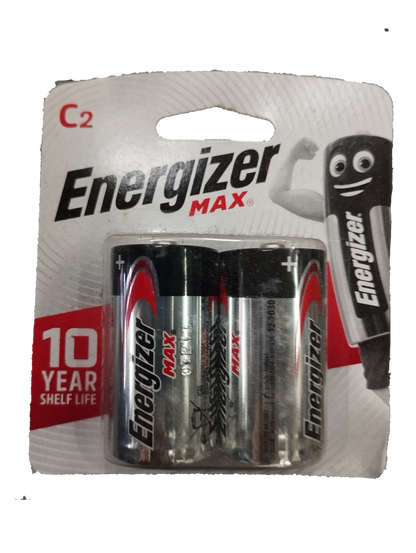 Energizer Size C Battery 1.5V Alkaline LR14 C BP2 Packs of 2