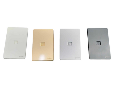 Grazen 1 Gang Telephone Outlet with Plate Cover Available in Black, White, Gray and Gold GW-016