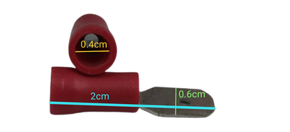 6mm insulated spade connector Type with red insulation and metal spade for secure electrical connections