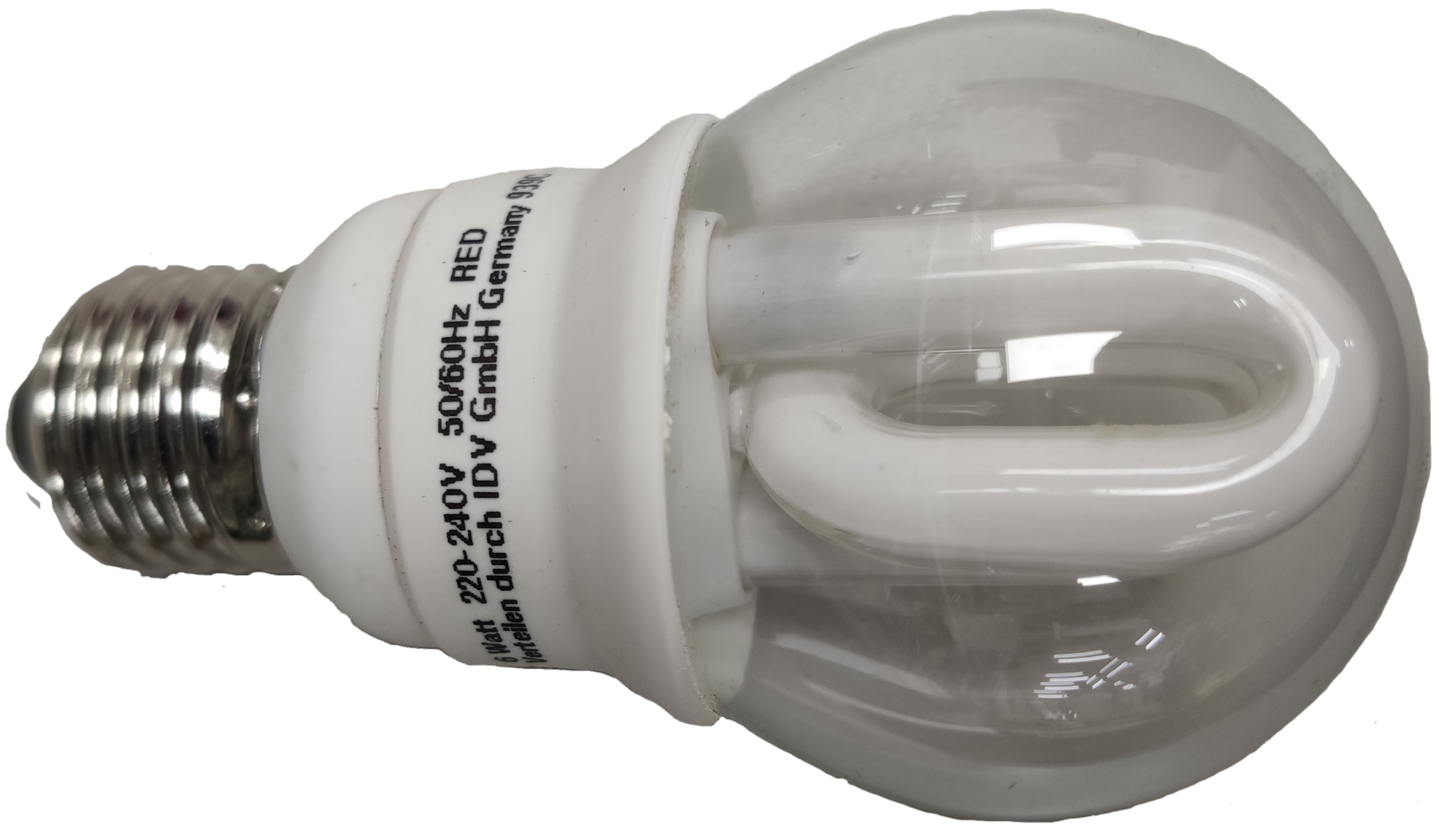 Megaman 6W Red CFL Round 220V E27 compact fluorescent bulb with spiral tube and standard screw base