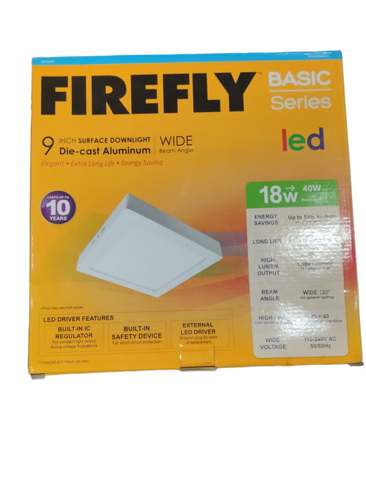 Firefly 18W  9" Surface Downlight Square Daylight 220V, 235mm Surface Downlight 220V 18W 220V Surface Downlight