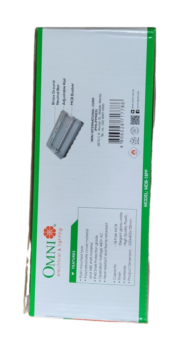 Omni 18 Ways Distribution Panel Box MDP-18PP Recessed Type Distribution Panel for Miniature Circuit Breaker