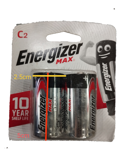 Energizer Size C Battery 1.5V Alkaline LR14 C BP2 Packs of 2