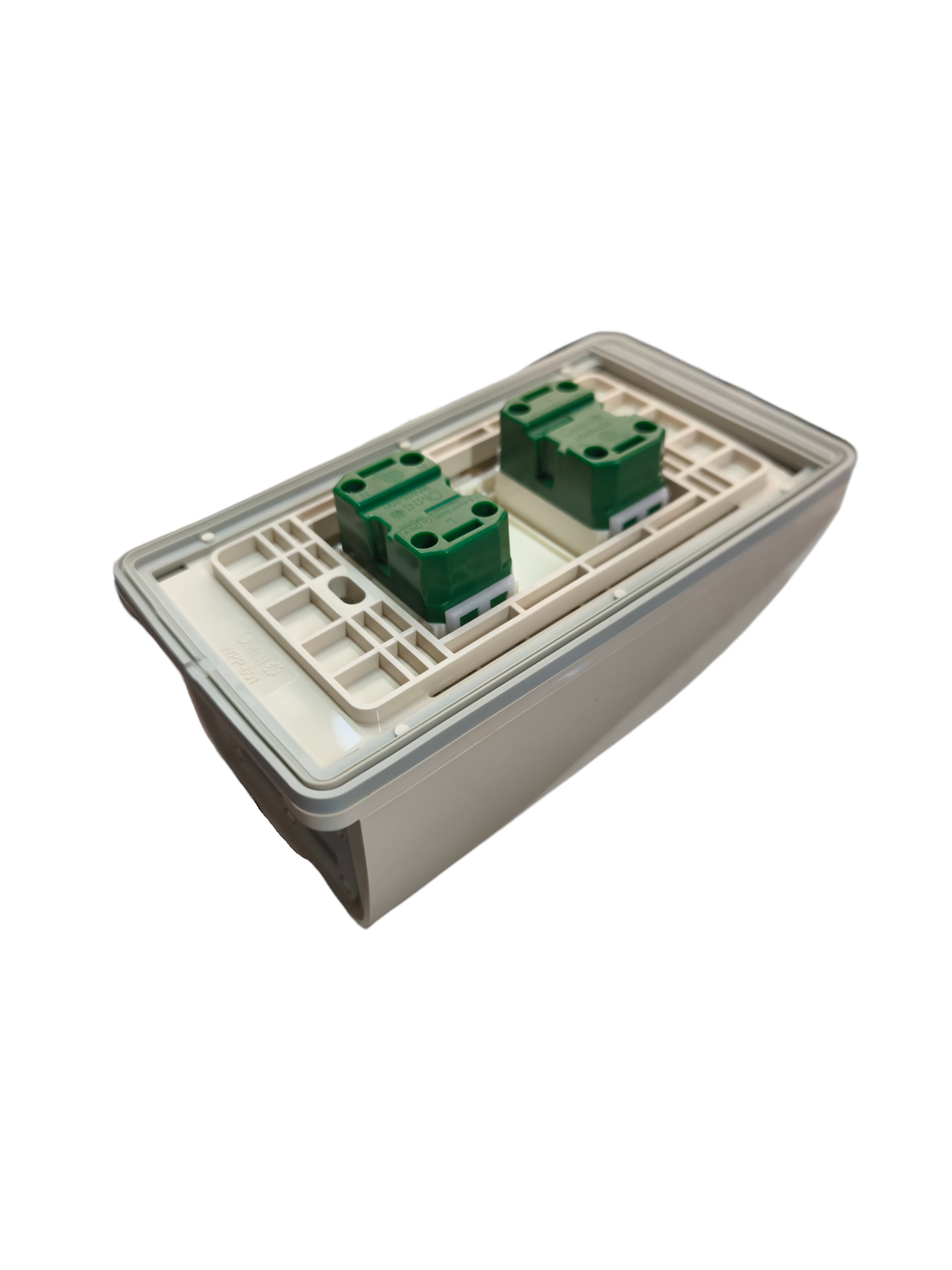 Omni Weatherproof 2 Gang Flat Pin Outlet 15A 250V WPP-601+WWP-112S+(WWR-200x2)