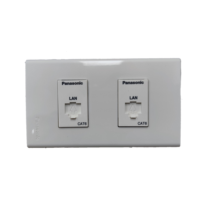 Panasonic 2 Gang Data Outlet CAT6 with Plate WEG24886 x 2pcs / WEG6802W-1