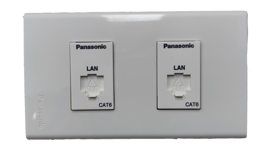 Panasonic 2 Gang Data Outlet CAT6 with Plate WEG24886 x 2pcs / WEG6802W-1
