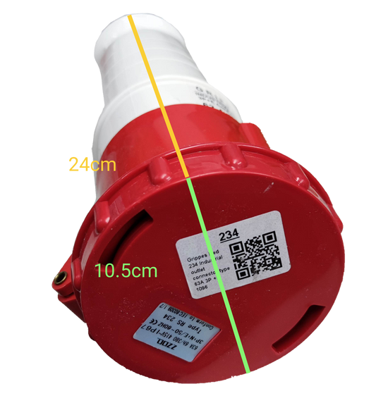 Grippes 63A 3P+E Industrial Outlet Cord Connector Type 6h 380-415V IP 67 (4 Pins) #234 IEC 60309-2