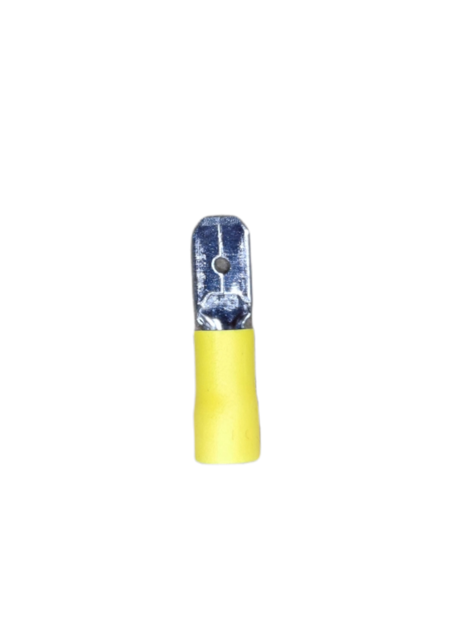 7mm spade connector with insulation head featuring a durable metal connector and yellow insulation