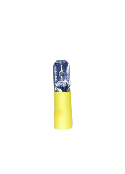 7mm spade connector with insulation head featuring a durable metal connector and yellow insulation
