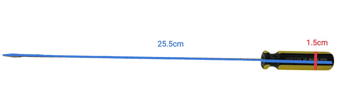 Rubicon 8 Inches Flat Head Screw Driver 901 with yellow and black handle and long metal shaft