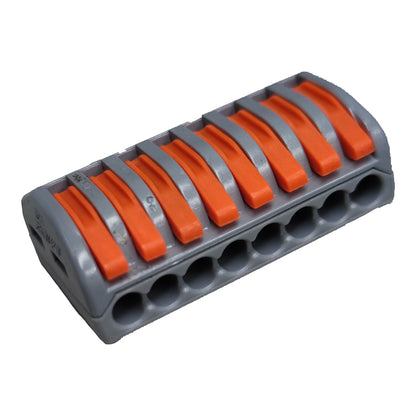 8 way wire connector in gray and orange design for easy electrical connections and organization