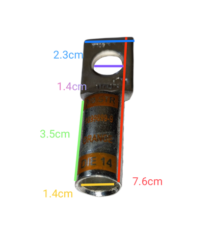Utilux 80mm Wire Size 1099899-9 Terminal Lugs electrical circuitry part with measurements on black background