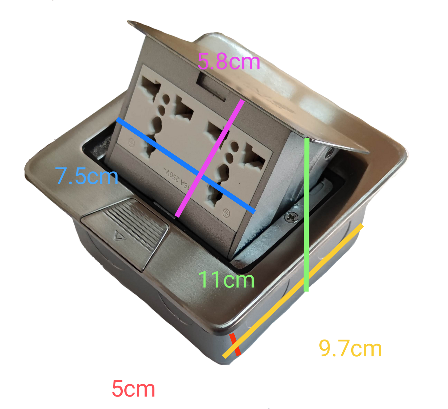 Omni Pop-Up Floor Mounted Outlet Universal Outlet 16A 220V WFM-003