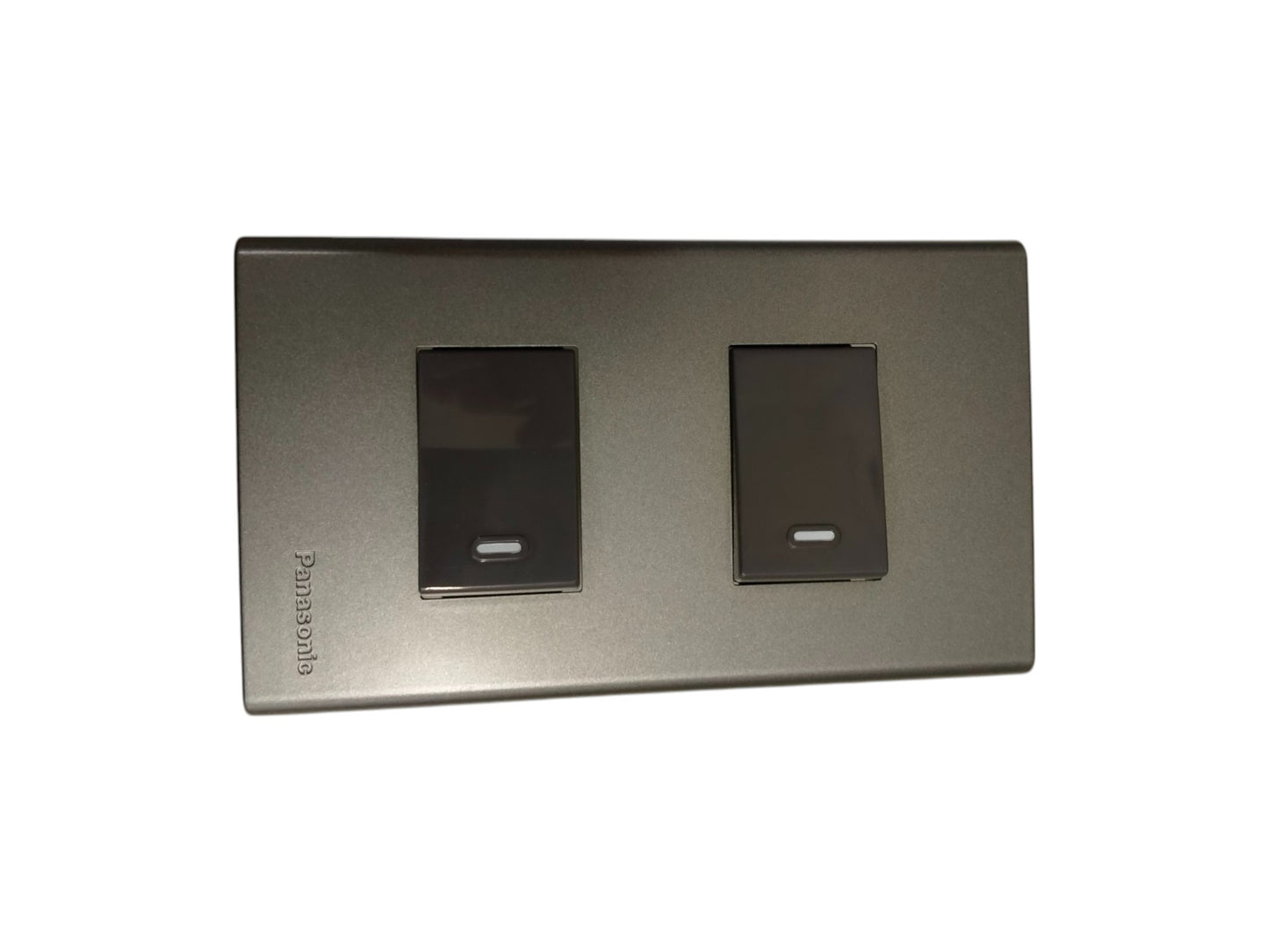 Panasonic 2 Gang 1 Way Switch 16A 250V with Plate Cover Metallic Gray WEG6802MH-1/2XWEG5001HK-5