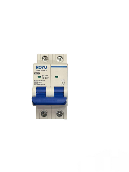Royu 50A 2 Pole Miniature Circuit Breaker 4.5KAIC 220V RMB2P50C4