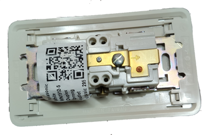 Panasonic Duplex Outlet Vertical with Ground with Plate, Duplex Flat Pin with Ground with Plate 10A 250V