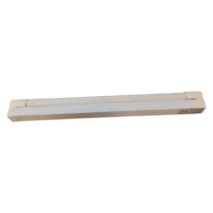 Rectangular wooden handle with a white center on a white background