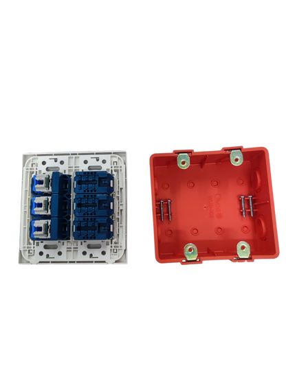 Panasonic 3 Gang Telephone Outlet and 3 Gang CAT6  with Utility Box WEG6806+(3XWEG2164+3XWEG24886)+Utility