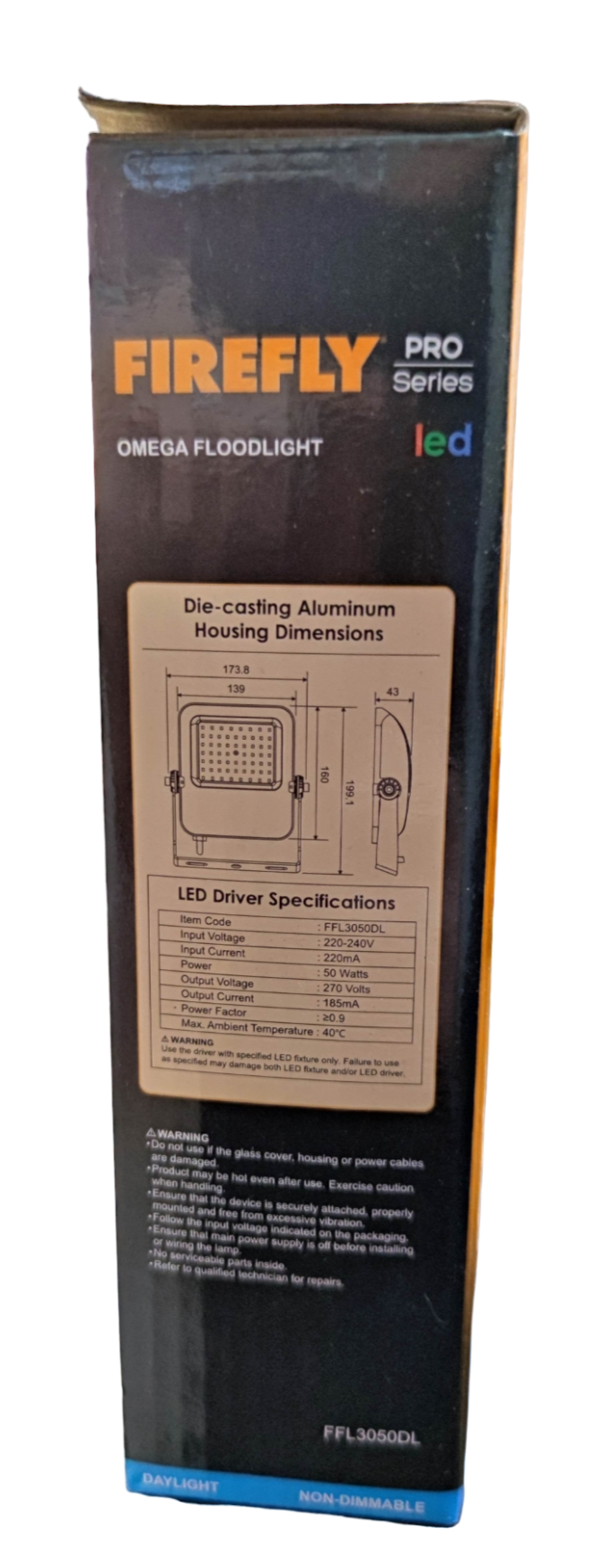 Firefly 50W LED Floodlight 220V Daylight 6500K FFL3050DL Omega Series Flood light