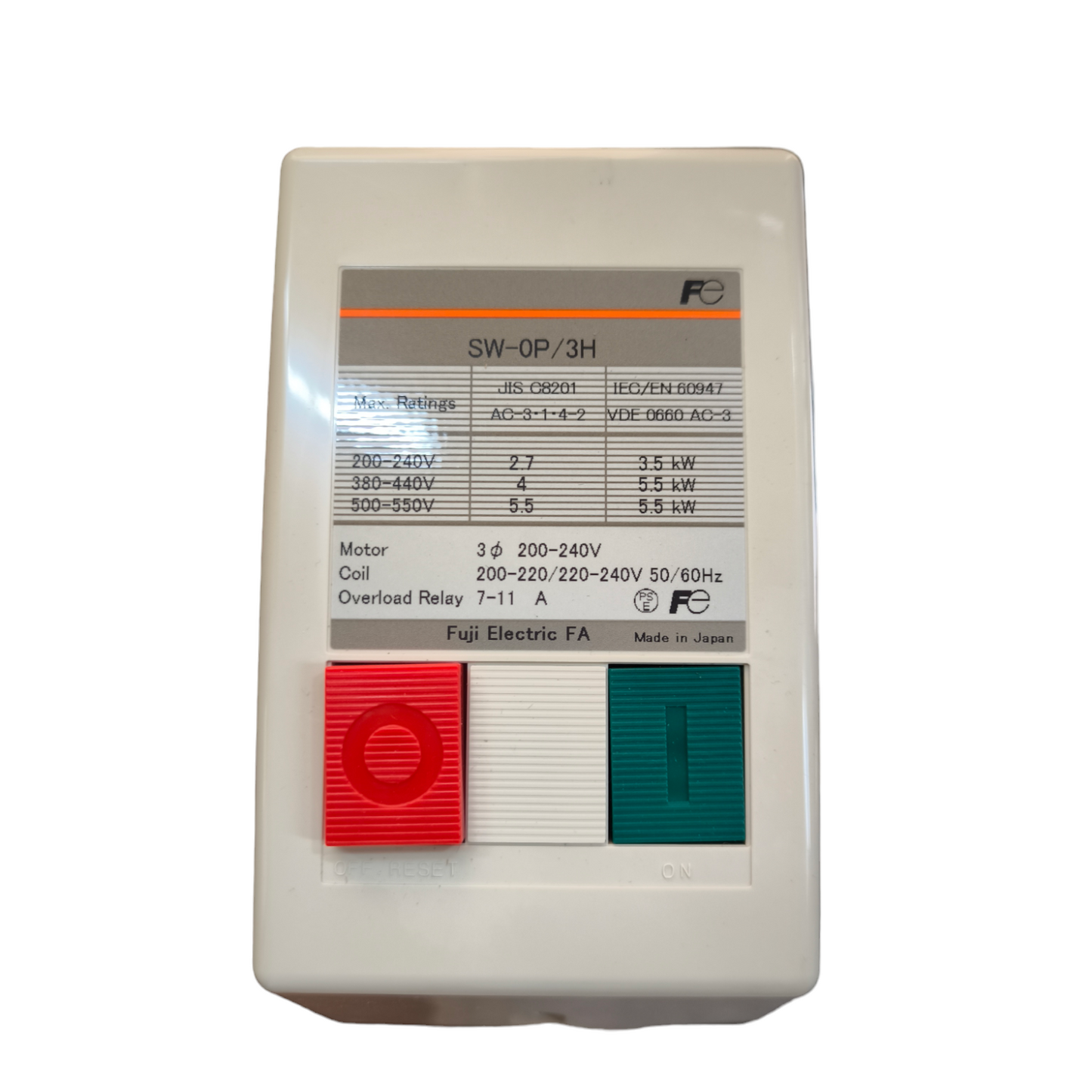 Fuji Magnetic Starter 3 Phase 220V 1NO SW-0 P/3H 7-11A