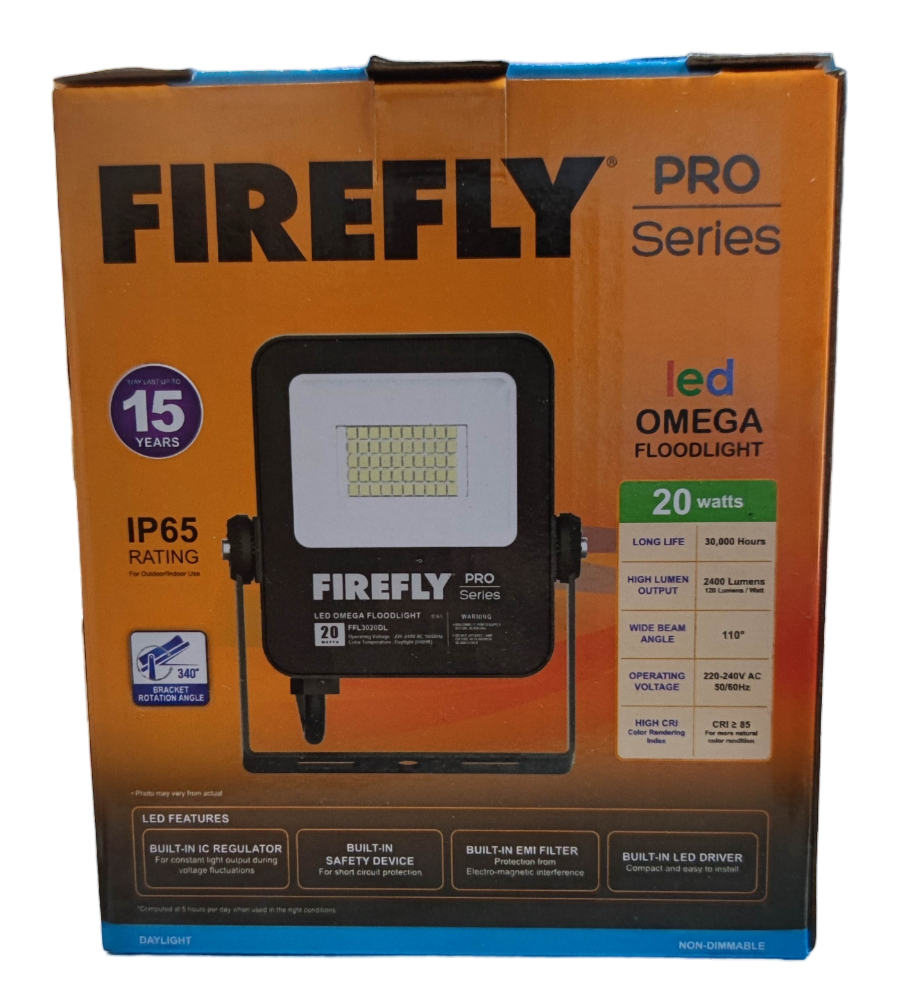 Firefly 20W LED Floodlight 220V Daylight 6500K FFL3020DL Omega Series Flood light