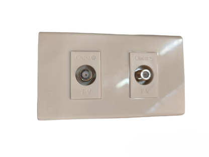 Omni 2 Gang Cable TV Outlet with Plate WWP-112+(WWV-301x2)