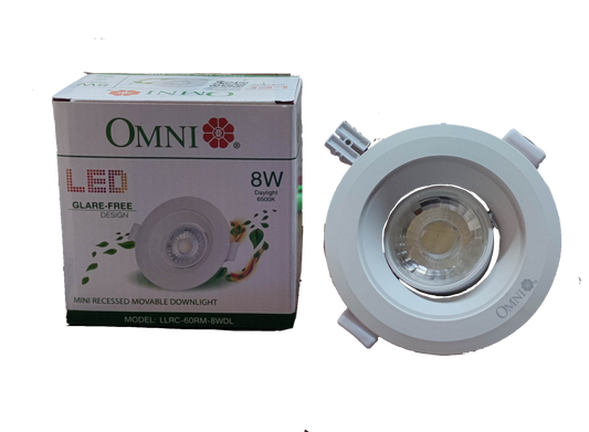 Omni 8W LED Movable Downlight 220V Daylight, 8W Mini Recessed Movable Downlight 600 Lumens