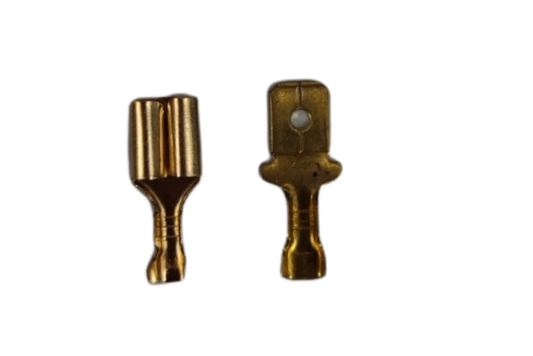 8mm spade terminal connector Male and Female in gold finish for electrical connections