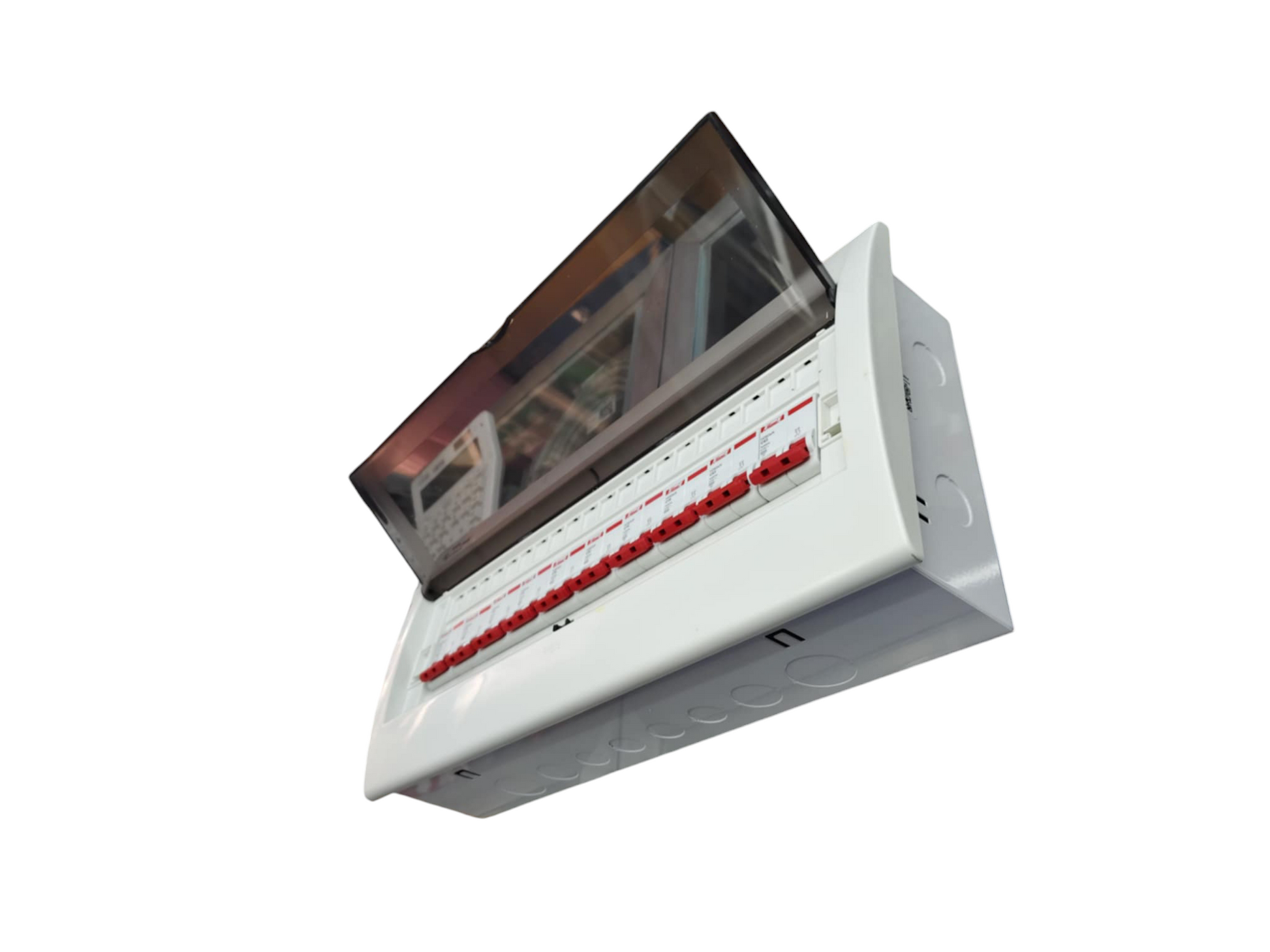 9 Branches 2pole Miniature Circuit Breaker electrical panel with red switches and transparent cover