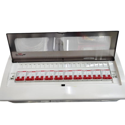 Electx Electrical Supply 9 Branches 2pole Miniature Circuit Breaker panel with red switches and transparent cover