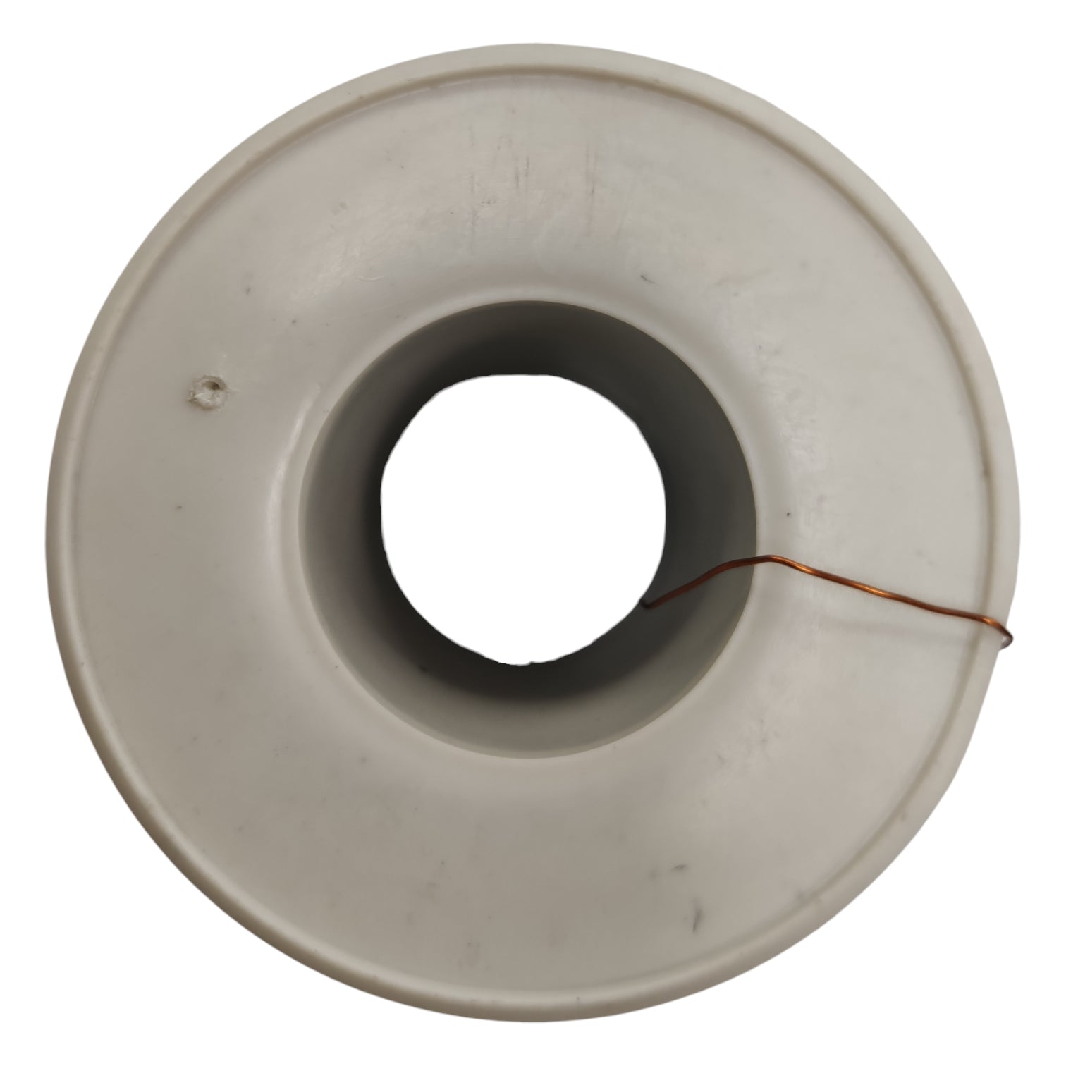 Round metallic component with a central hole on a white background 900 Grams Magnet Wire AWG 41 Enameled Copper Wire 0.07mm Single Formix Approx 24324.32 Meters per Roll Electx Electrical Supply