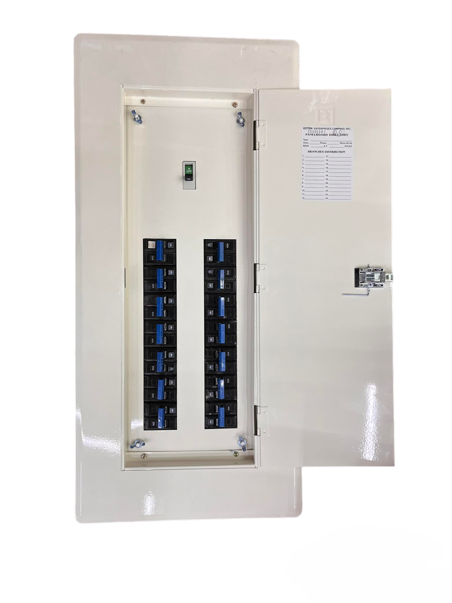 Koten & Taiyou Panel Board 175A 2 Pole Main 250SPS with 14 Branches 2 Pole Bolt On