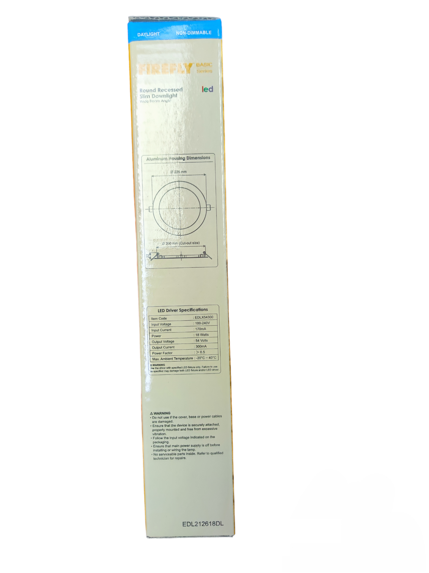 Firefly 18W LED Down Light 220V Daylight 6500K EDL212618DL