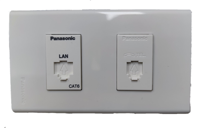 Panasonic LAN Outlet and Telephone Outlet with Plate,  Data Outlet CAT6 and Telephone Outlet with Plate Wide Series, Data and Voice with Plate WEG2164 / WEG24886 / WEG6802W-1