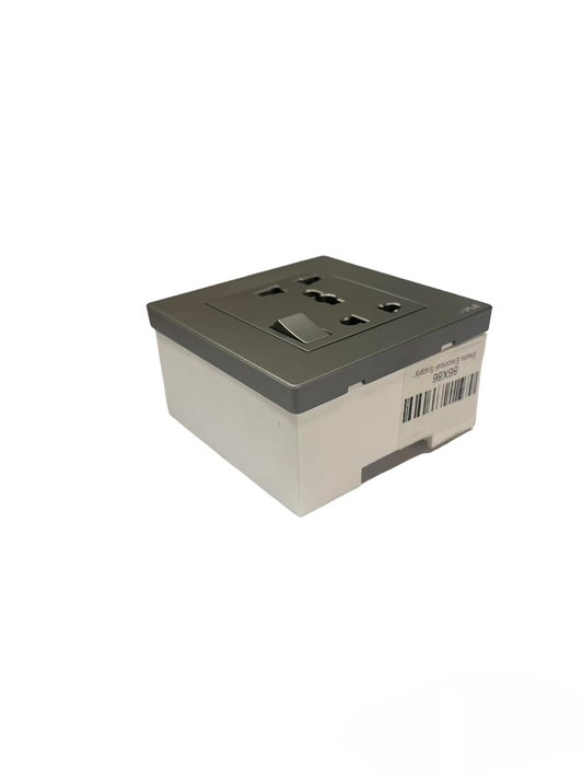 Opple Duplex Universal Outlet with Ground with Switch Control Square Type Gray with Plate Cover and Utility Box 16A 220V F021681A 86X86