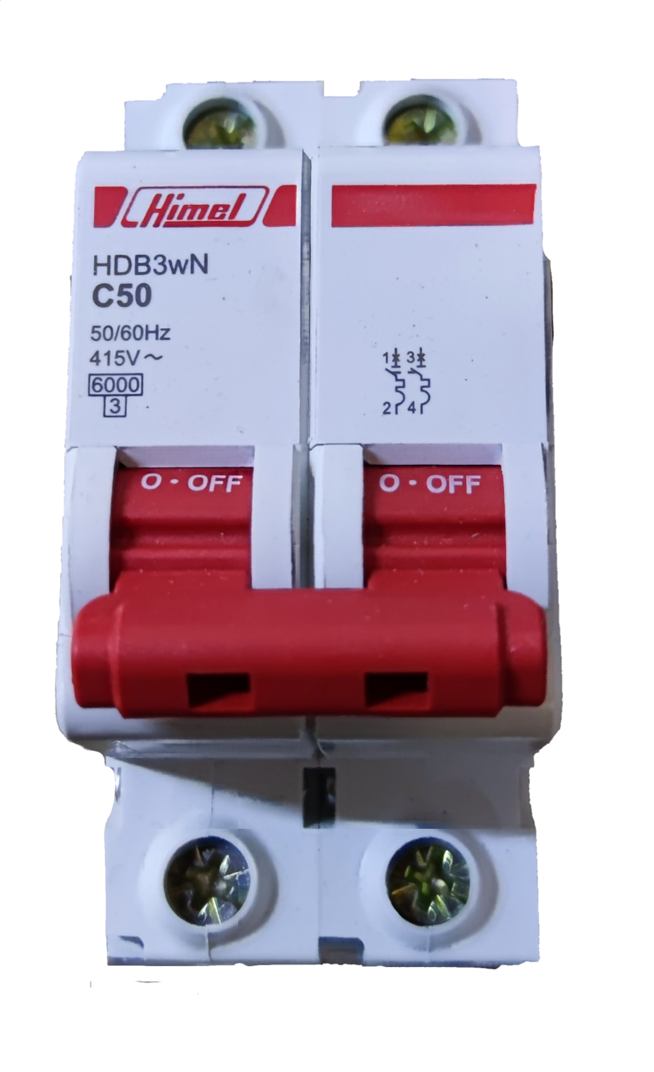 Himel 50A 2 Pole 6 KAIC 220V Miniature Circuit Breaker MCB HDB3WN2C50