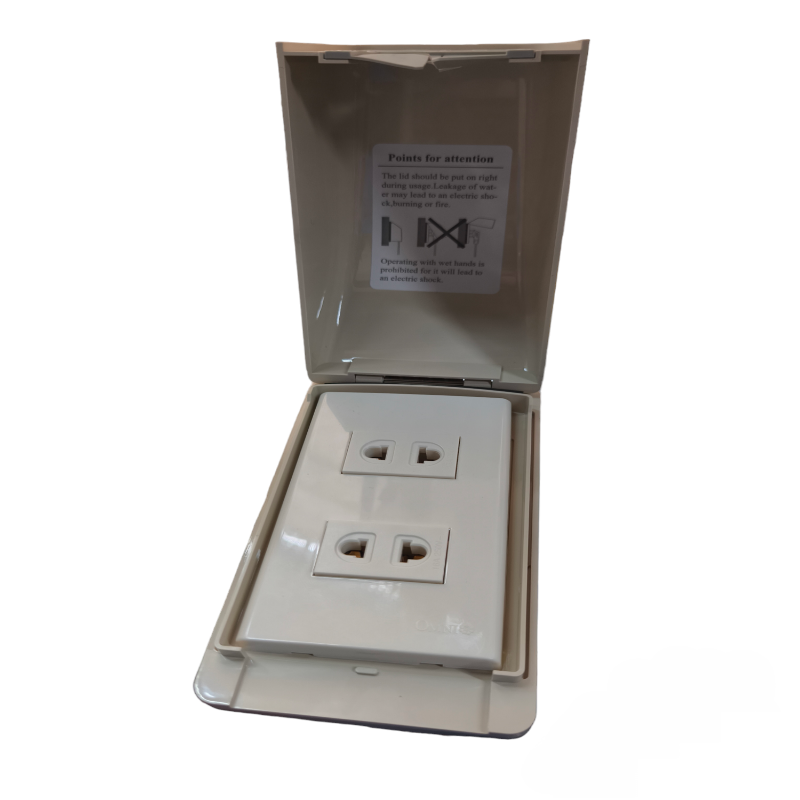 Omni Weatherproof 2 Gang Universal Outlet 15A 250V with Plate Wide Series WPP-601+(WWP-112+WWU-200x2)