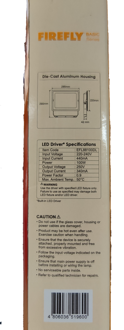 Firefly 100W LED Flood Light Daylight 220V Terra EFL88100DL