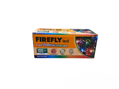 Firefly LED Christmas Light 100 LED Bulbs 7 Meters 7W 220V Multi Color 8 Effects Indoor Only Green Wire max 20 Connections FXL12100CL
