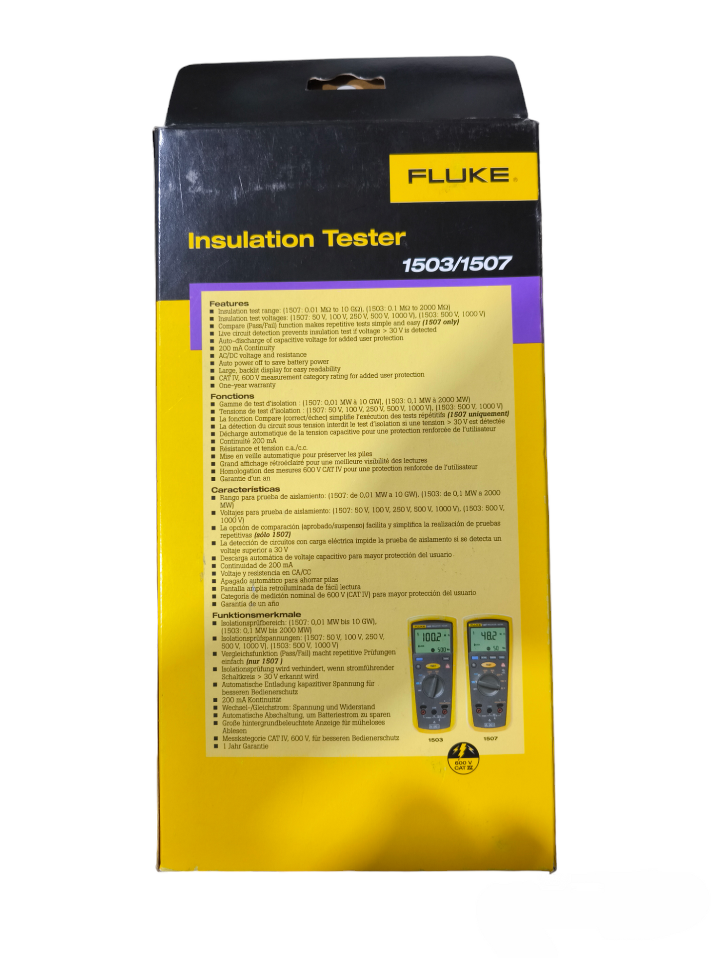 FLUKE Digital Insulation Tester 1507 1000V Insulation Test Voltage