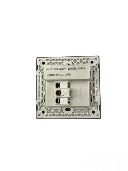 Opple Duplex Universal Outlet Square Gray 16A 250V with 2 Gang USB-A 5V 2.4A Outlet with Plate Cover and Square Utility Box F021685 H1G06